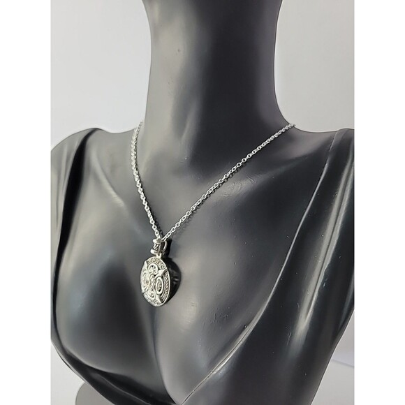 Vintage Necklace Chain Pendant Round Arrows Crystal Shield Jewelry Costume - Picture 6 of 10